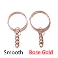 DIY Schlüsselring in Roségold mit Kette, 25mm glatt poliertes Metall-Zubehörteil - Glatt / 20 Stück/Packung / Roségold