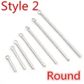 Macro view of round stainless steel jewelry link bars in seven different lengths - 15mm (20 Pieces/Pack) / Round Rod