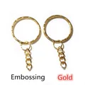 2er-Set goldene DIY-Schlüsselanhänger mit 25mm Ring und 3-teiliger geprägter Kette - Prägung / 20 Stück/Packung / Gold