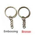 DIY Schlüsselringe aus Bronze mit Gliederketten in geprägter und glatter Metalloptik - Prägung / 20 Stück/Packung / Antik Bronze