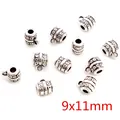 Antique silver finish cylinder charm with 9x11mm ring for DIY jewelry making - Cylinder Bail Pendant (R1-40)