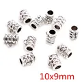 Set of 10x9mm antique silver alloy bead connectors with woven texture for DIY jewelry - Mesh Texture Column Connector (R1-41)