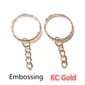 25mm DIY geprägter KC Gold Schlüsselring mit Vierer-Gliederkette für Schmuckherstellung - Prägung / 20 Stück/Packung / KC Gold