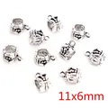 DIY antique silver alloy bail beads with embossed floral patterns for bracelets 11x6mm - Relief Pattern Large Hole Bead (R2-40)