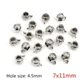 Vintage silver alloy spacer bead with rose relief and 4.5mm hole for DIY jewelry - Rose Pattern Large Hole Bead Pendant (R2-34)