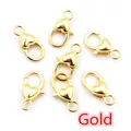 Set mit sechs goldenen Karabinerverschlüssen in Herzform für DIY-Schmuck und Bastelarbeiten - Glänzendes Finish / Gold