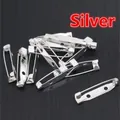 DIY silver safety pins for jewelry making in bulk packs with secure locking clasps - 15mm / Silver