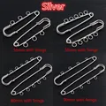 Silver metal kilt pins with 3 to 5 hanging rings for DIY jewelry making in various sizes - 50mm 3 Loops (2g/pc) / Silver