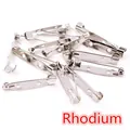 DIY rhodium brooch pin accessories with safety lock and holes for jewelry making - 15mm / White K/Silver