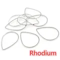 Bulk pack of rhodium-plated teardrop frame pendants for DIY earring jewelry making - Small (20x15mm) / White K/Silver