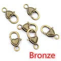 6er-Pack herzförmige Karabinerverschlüsse in Bronze-Optik für DIY-Schmuckherstellung - Gestreift / Antikbronze