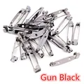 DIY accessory set of 50 gun black metal safety pins with mounting holes for brooches - Gunmetal