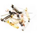 50pcs metal safety pins with holes in assorted metallic finishes for DIY jewelry making - Random Mixed