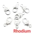 6er-Set herzförmige Karabinerverschlüsse in Rhodium-Silber mit gravierten Details - Muster / Weiß K/Silber