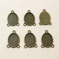 Ovale antieke bronzen hangerhouder met drie ringen voor DIY sieraden maken - 13x18 / Antiek Brons