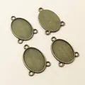 Set van 4 antieke bronzen ovale legering hangerhouders met drie lussen voor DIY-sieraden - 18x25 / Antiek Brons