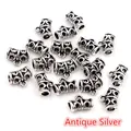 Antique silver alloy bail beads with intricate hollow patterns for DIY jewelry making - Antique Silver