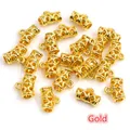 Polished gold alloy hollow cylinder spacer beads with loop for DIY jewelry necklaces - Gold