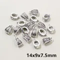 Antique silver alloy bail beads with wavy textures, size 14x9x7.5mm for jewelry making - Wave Pattern (F2-09) / 20 Pieces Set / Antique Silver