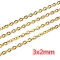 3x2mm gold-plated stainless steel oval link chain for DIY jewelry making - Bright O-Chain (CH-42) / Gold
