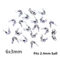 Detail of 6x3mm stainless steel calotte ends for 2.4mm ball chain jewelry DIY projects - 6x3mm