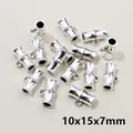 Antique silver bamboo tube jewelry clasps for DIY necklaces and bracelets in 10x15x7mm - Bamboo Tube Style (F2-11) / 20 Pieces Set / Antique Silver