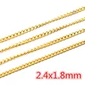 Gold plated stainless steel curb chain links 2.4x1.8mm for DIY jewelry making - Flat Link Chain (CH-45) / Gold