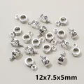 Antique silver alloy bail beads with swirl pattern for DIY jewelry 12x7.5x5mm - Swirl Pattern (F2-12) / 20 Pieces Set / Antique Silver