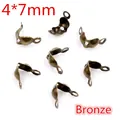 DIY jewelry 4x7mm bronze metal fold over crimp ends and cord end bead covers - Iron / 4x7mm / Antique Bronze