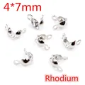 DIY jewelry 4x7mm open calottes cord end crimp covers in rhodium silver finish - Iron / 4x7mm / White Gold