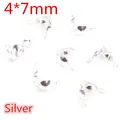 Silver 4x7mm double loop connector beads for jewelry making and bead strand ending - Iron / 4x7mm / Silver