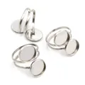 Adjustable stainless steel double round bezel ring base for DIY gemstone jewelry making - Steel