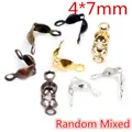 Mixed color metal 4x7mm double loop bead caps for DIY jewelry endings and connections - Iron / 4x7mm / Multicolor
