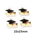 Σετ σμάλτο μενταγιόν καπέλο αποφοίτησης με πανό GRADUATE για δημιουργία κοσμημάτων - Στυλ Δίπλωμα με Κείμενο GRADUATE (F6-24) / 1 Τεμάχιο/Συσκευασία
