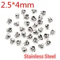 2.5x4mm silver stainless steel double bead tips and fold-over crimp ends for DIY jewelry - Stainless Steel / 2.5x4mm / Steel
