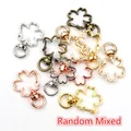 Sakura shaped metal lobster clasps in random mixed metallic finishes with swivel ring - Sakura Style (AF5-61) / Random Mixed Colors
