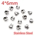 Silver stainless steel 4x6mm calotte crimps for DIY jewelry making end findings - Stainless Steel / 4x6MM / Steel