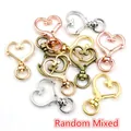 Heart-shaped metal lobster clasps in mixed metallic finishes with 360-degree swivel rings - Heart Style (AF5-62) / Random Mixed Colors