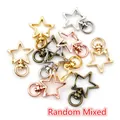 Star shaped metal swivel lobster clasps in mixed gold, silver, and bronze finishes - Star Style (AF5-63) / Random Mixed Colors