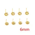 Gold-plated stainless steel earring posts with hanging loop, 6mm size variant for DIY. - 6mm Round Base (AC1-02) / 20 Pieces Set / Gold