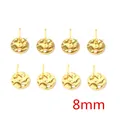 Golden hammer-textured 8mm round stud earring base with loop for jewelry making - 8mm Hammered Round Base (AC1-04) / 20 Pieces Set / Gold