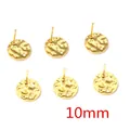 10mm gold hammered round stainless steel earring stud bases with hanging loop for DIY jewelry - 10mm Hammered Round Base (AC1-06) / 20 Pieces Set / Gold