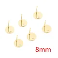 Pack of golden stainless steel 8mm stud earring posts with loops for DIY jewelry making - 8mm Smooth Round Base (AF5-25) / 20 Pieces Set / Gold