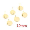 DIY 10mm gold plated stainless steel earring studs with loop for jewelry making - 10mm Smooth Round Base (AF5-26) / 20 Pieces Set / Gold