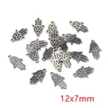Retro zilveren Hamsa Hand bedeltjes van roestvrij staal voor DIY sieraden 12x7mm - Hamsa Hand Stijl (I2-20)