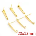 Golden stainless steel long cone earring posts with loops for DIY jewelry, size 20x13mm - 20x13mm Tapered Base (K3-37) / 20 Pieces Set / Gold