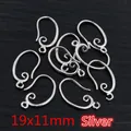 Set of 10 silver plated DIY earring hooks with spiral design and 19x11mm size specs - 19x11mm / Silver