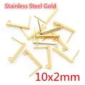10x2mm gold-plated stainless steel rectangular stud earrings with hanging loops for DIY - 10x2mm Rectangular Base (Y6-39) / 20 Pieces Set / Gold