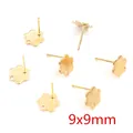 Golden flower earring studs 9x9mm with hanging loop for DIY jewelry making 20pcs - 9x9mm Flower Base (AF5-32) / 20 Pieces Set / Gold