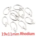 Set of 10 rhodium plated ear hooks 19x11mm for DIY jewelry making and earrings - 19x11mm / Rhodium